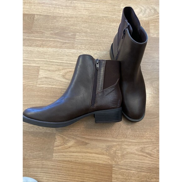 Style & Co Womens Edwinaa Gore Ankle Booties Chocolate Smooth 6M NIB - Picture 8 of 16